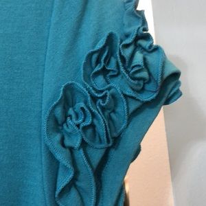 Turquoise dress size large by Patchington. Ruffled sleeves with ruffled …